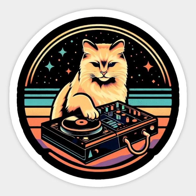 Cat DJ - T-Shirt design Sticker by Something Clever